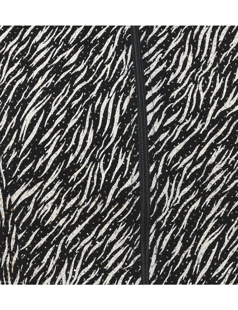 Black & White Zebra Print Sparkly Evening Jacket - S