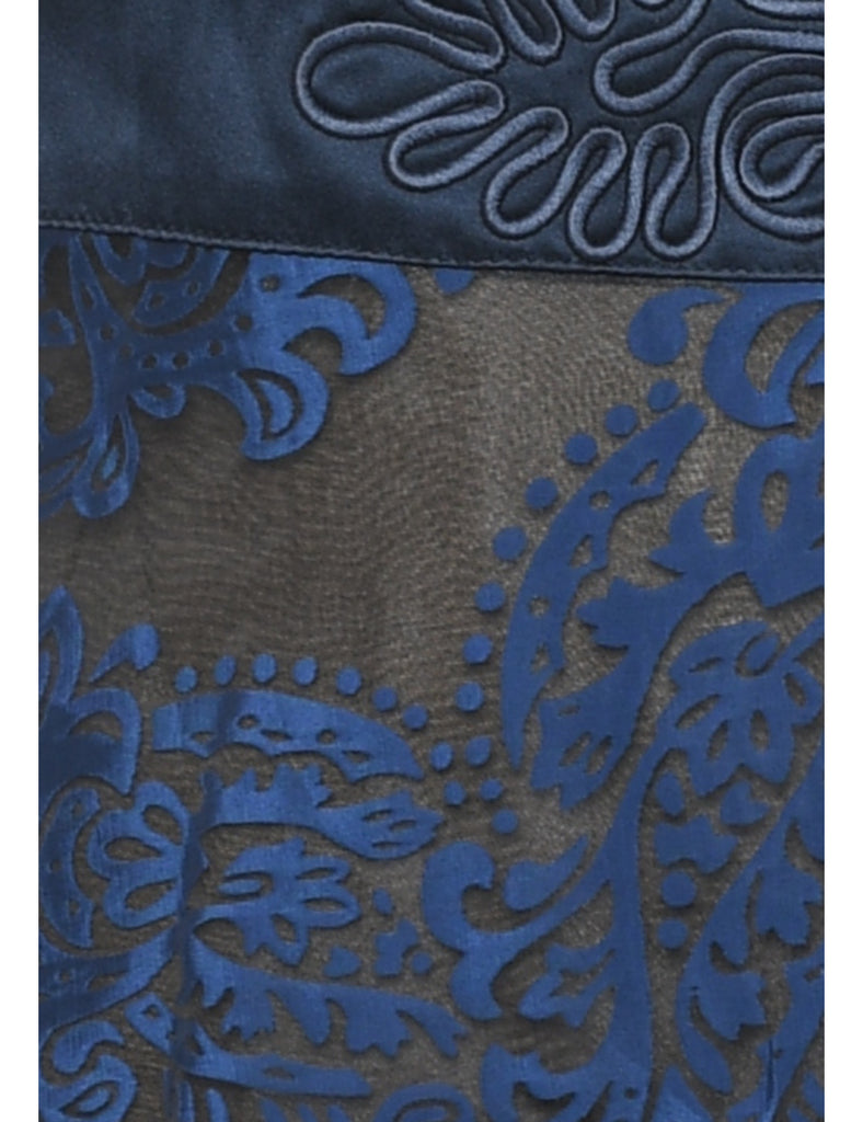 Blue Sheer Lace Evening Jacket - M