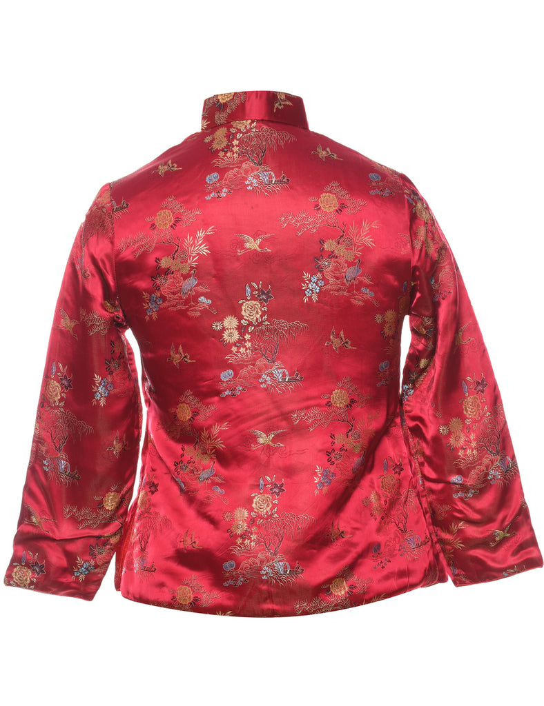 Brocade Design Red Traditional Evening Jacket - M