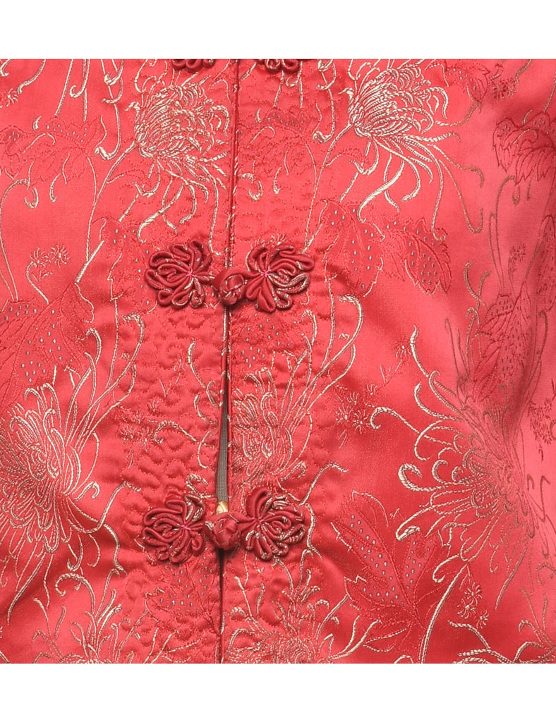 Brocade Design Red Traditional Evening Jacket - L