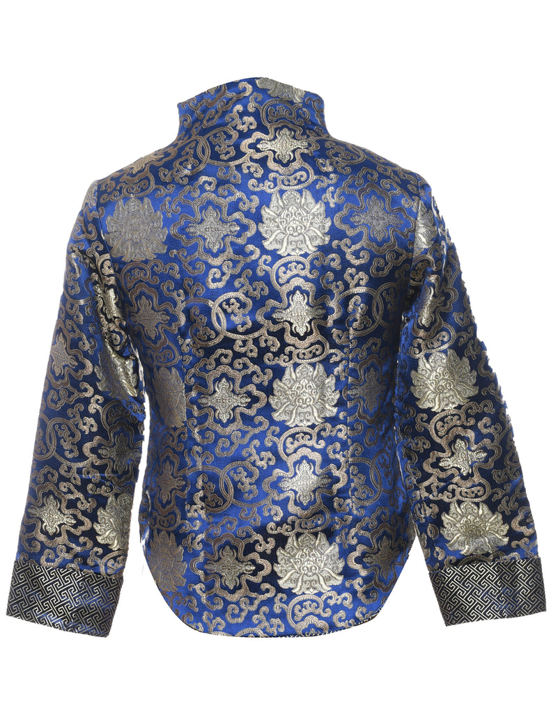 Brocade Navy & Silver Traditional Evening Jacket - S