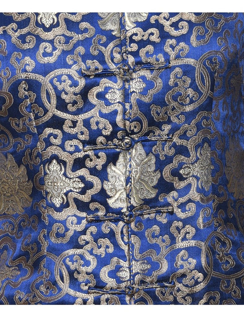 Brocade Navy & Silver Traditional Evening Jacket - S