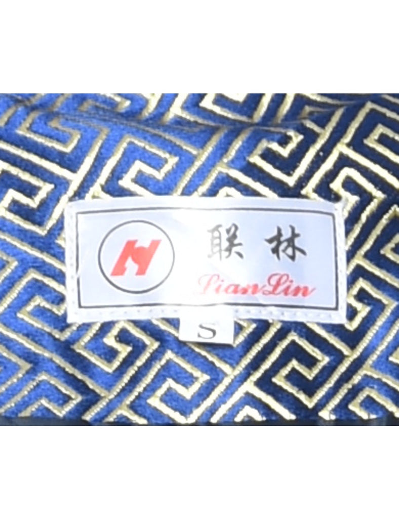 Brocade Navy & Silver Traditional Evening Jacket - S