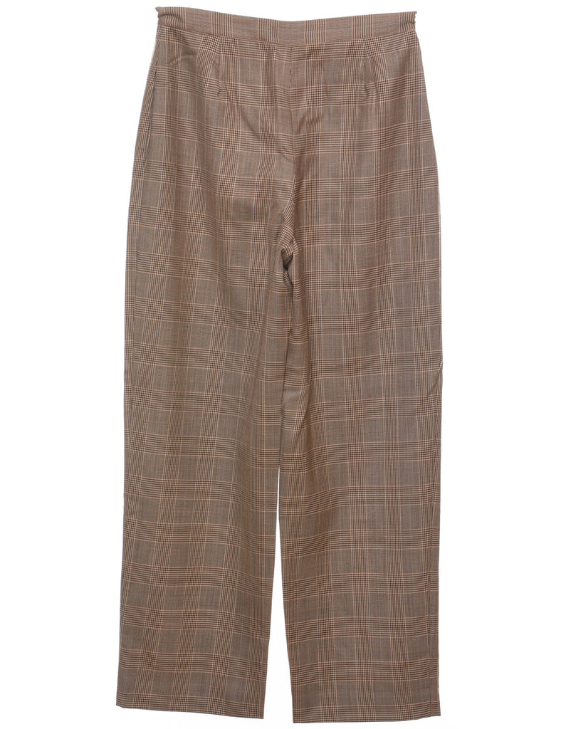 Brown Dogtooth Check Trousers - W28 L28