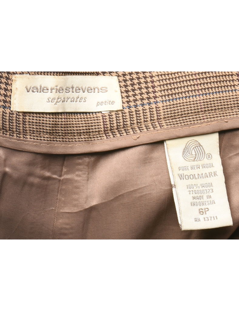 Brown Dogtooth Check Trousers - W28 L28