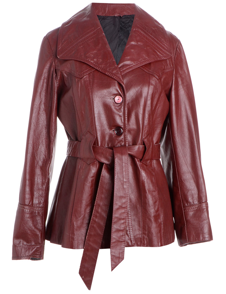 Beyond Retro Label Button Front Leather Jacket