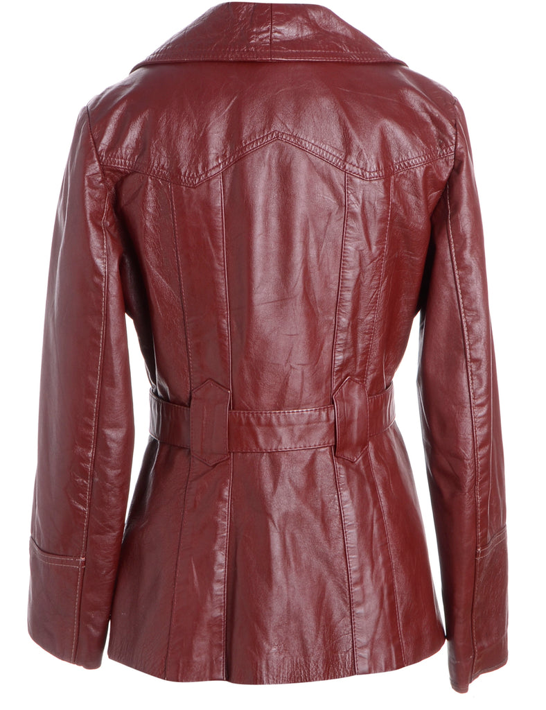 Beyond Retro Label Button Front Leather Jacket