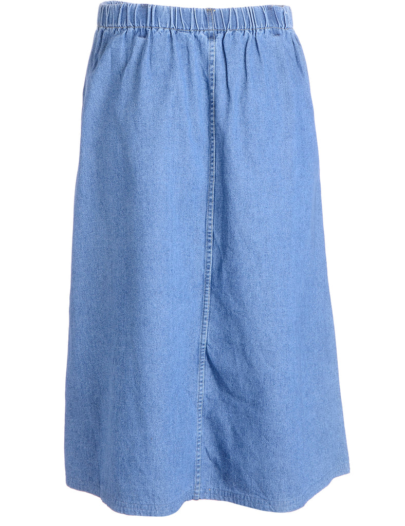 Beyond Retro Label Button Through Denim Skirt
