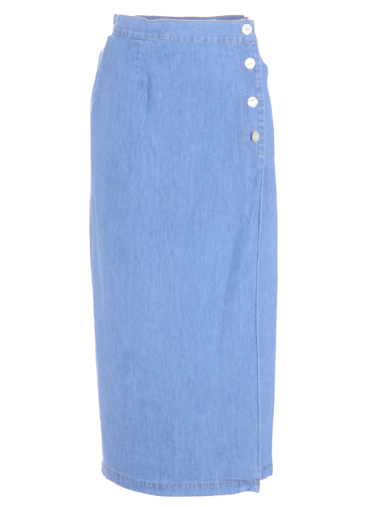 Beyond Retro Label Button Through Midi Skirt
