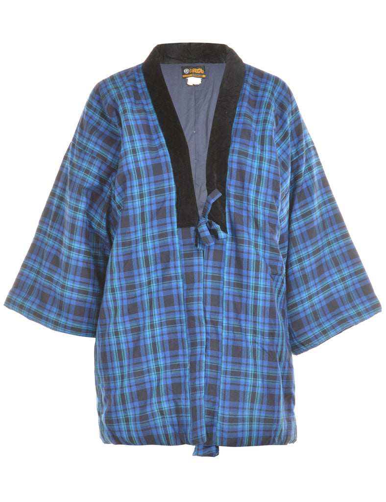 Beyond Retro Label Checked Cropped Kimono