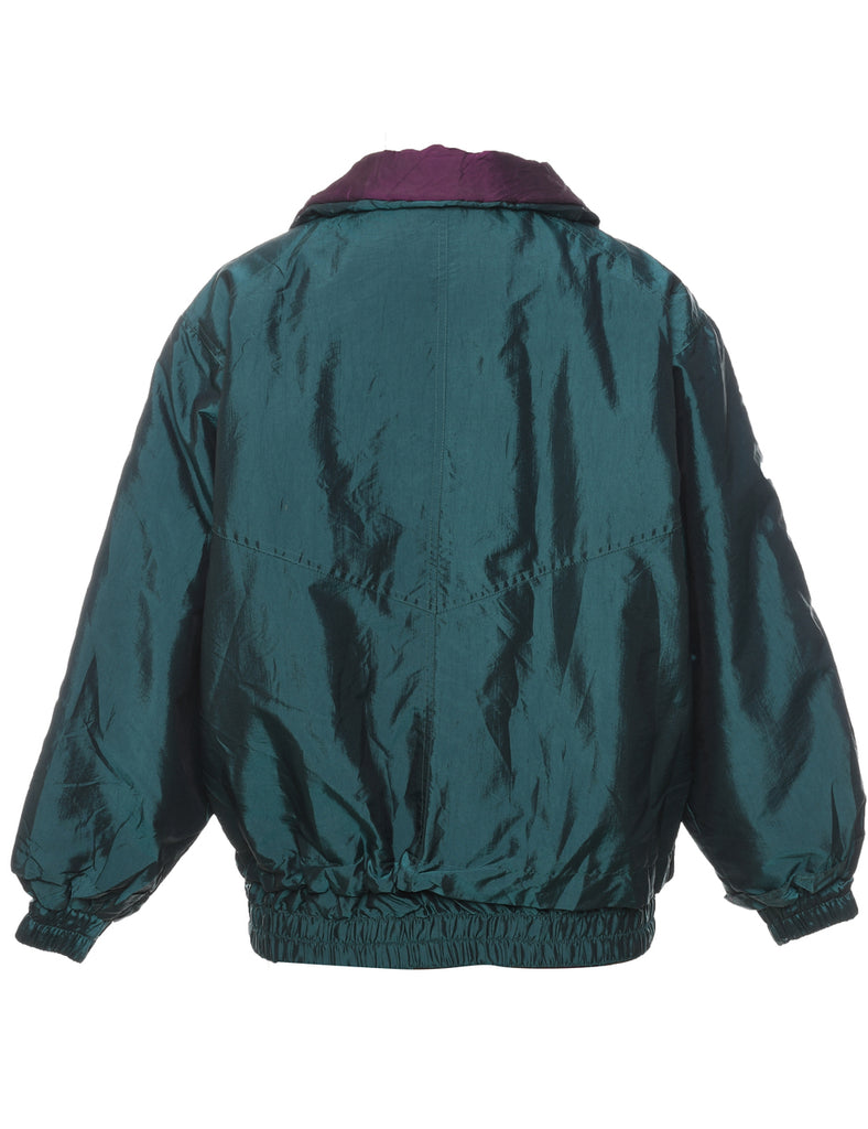 Dark Green & Purple Shiny Ski Jacket - L
