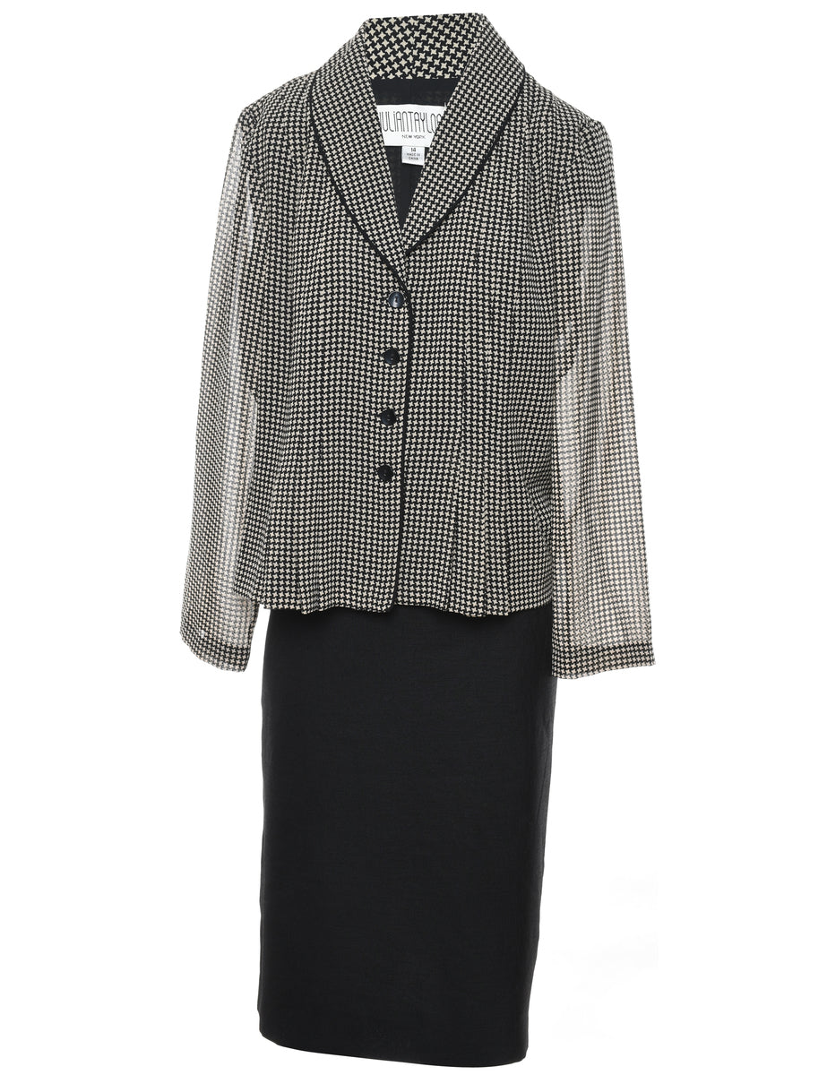 Black and white skirt and jacket set sales