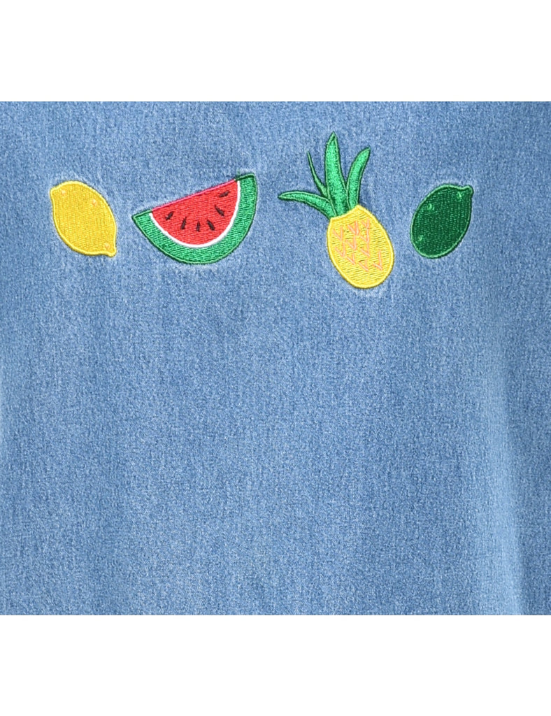 Embroidered Denim Dress - XL