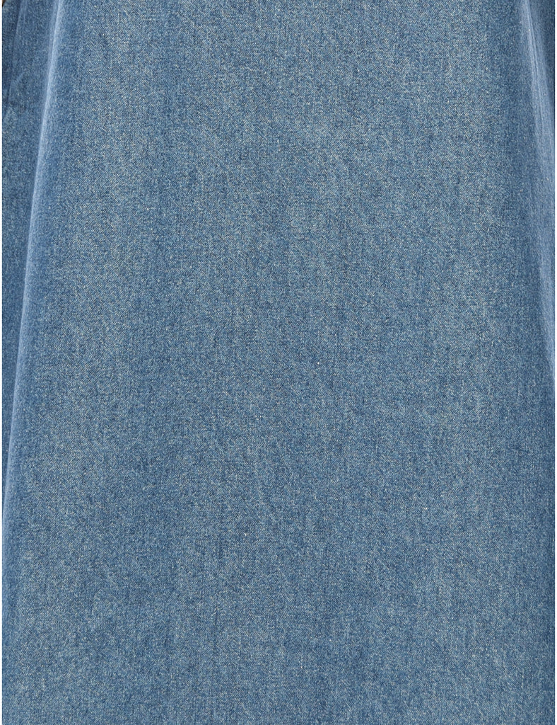Embroidered Denim Pinafore Dress - M