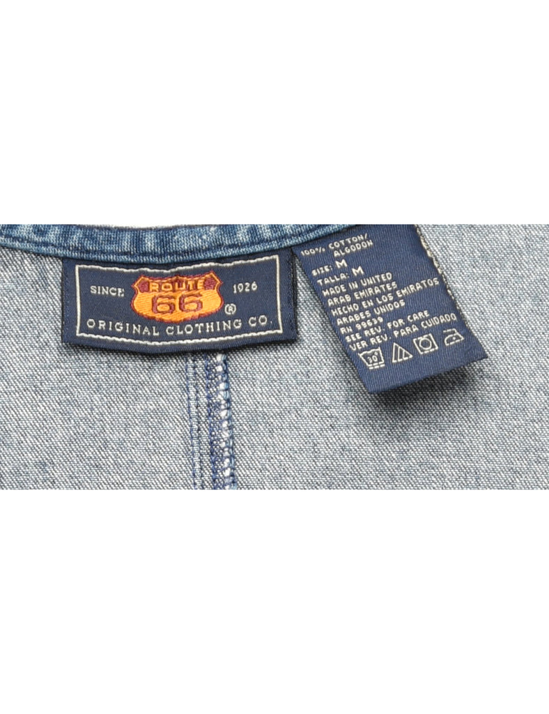 Embroidered Denim Pinafore Dress - M