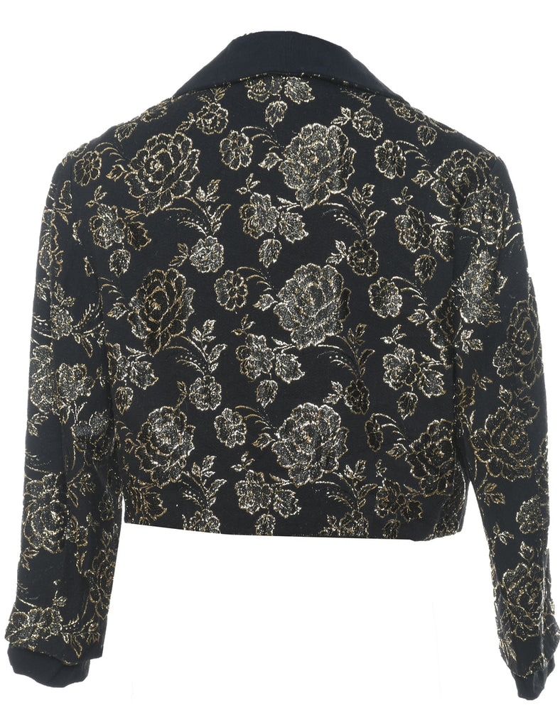 Floral Design Black & Gold Floral Lurex Jacket - L
