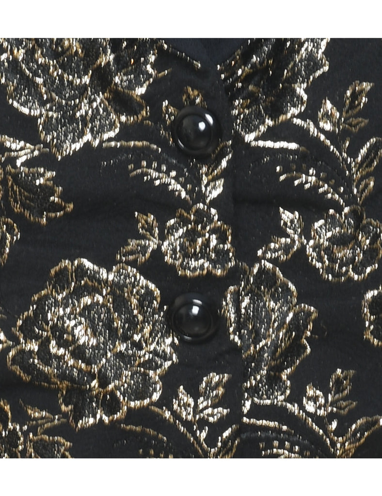 Floral Design Black & Gold Floral Lurex Jacket - L