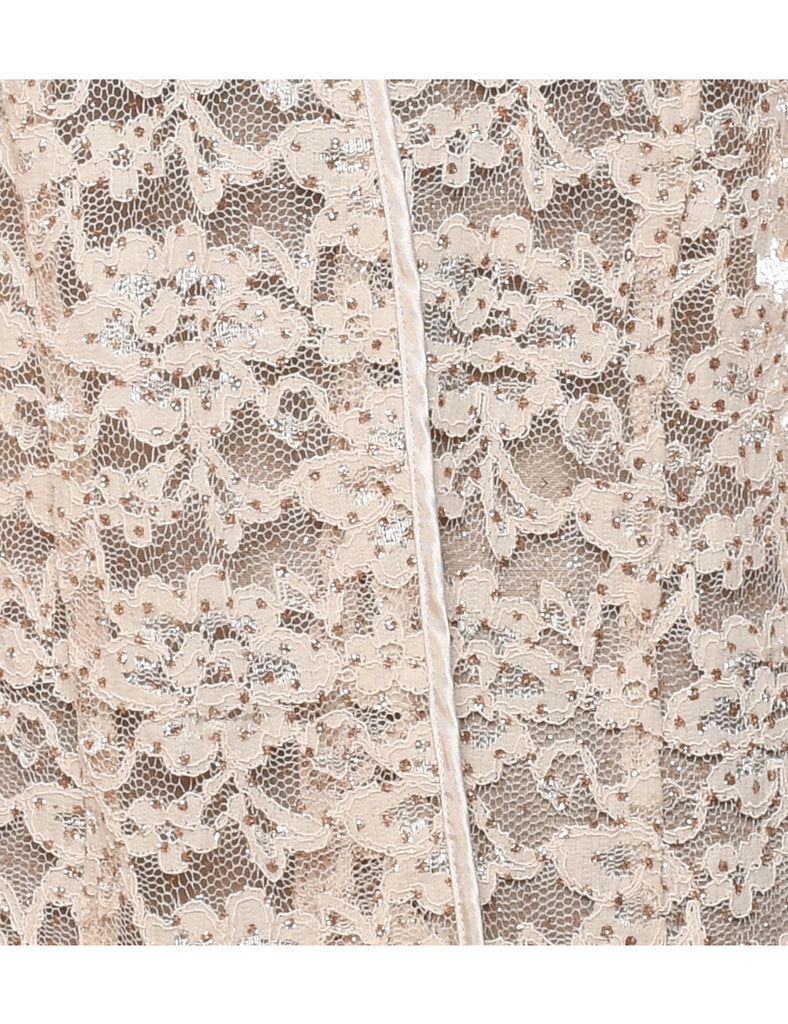 Floral Pattern Lace Off-White Jacket - M