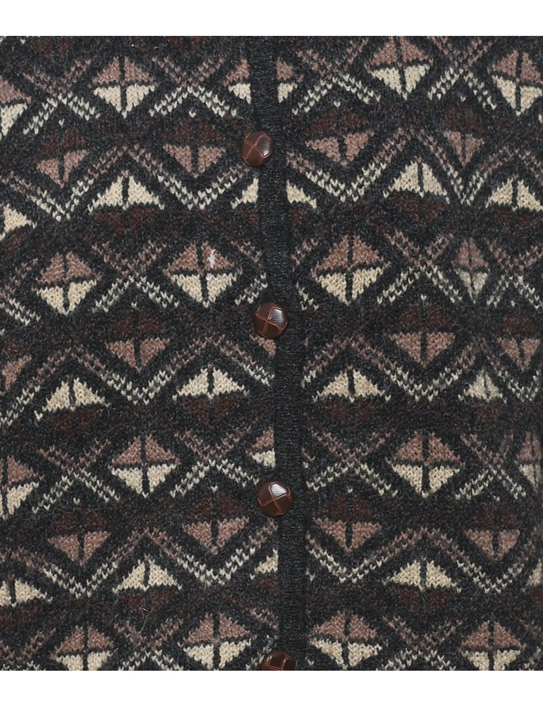 Geometric Pattern Cardigan - L