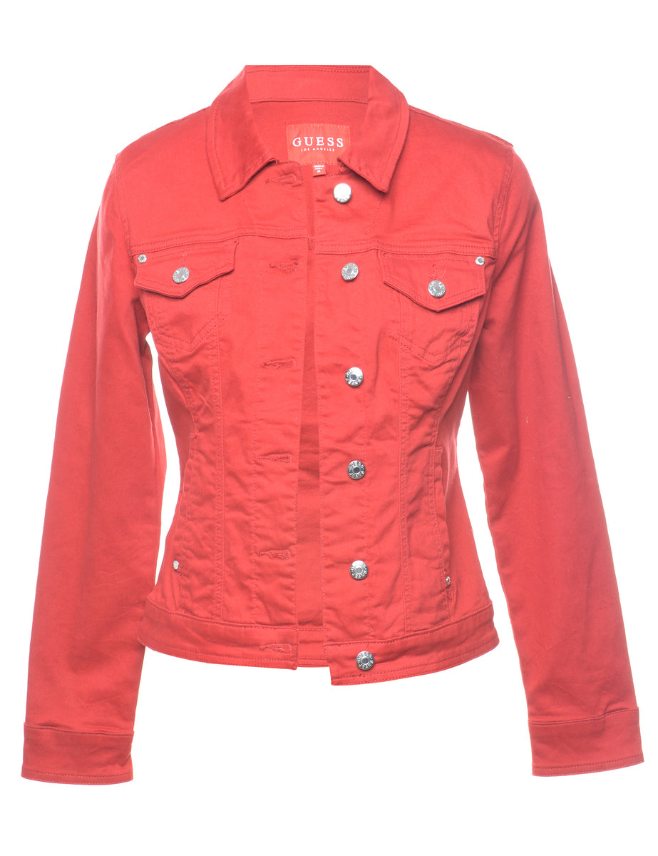 Guess red denim jacket clearance