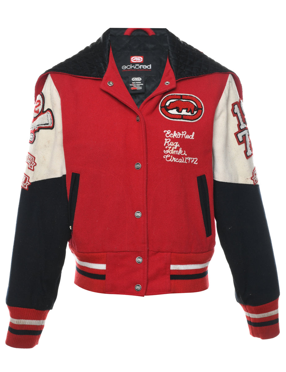 Women's Ecko Varsity Jacket Women's Hooded Black, Red White