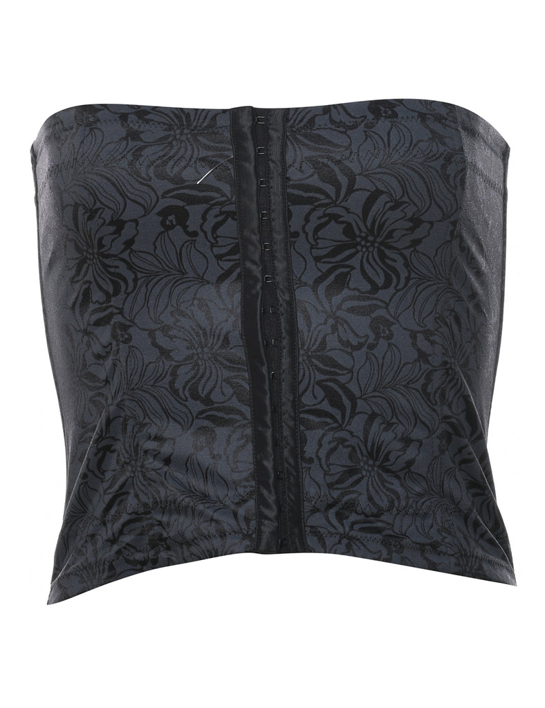 Jacquard Pattern Black Floral Bustier - S