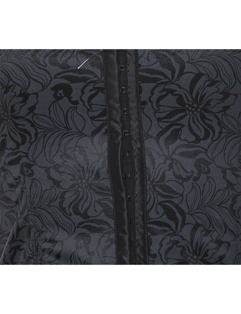 Jacquard Pattern Black Floral Bustier - S