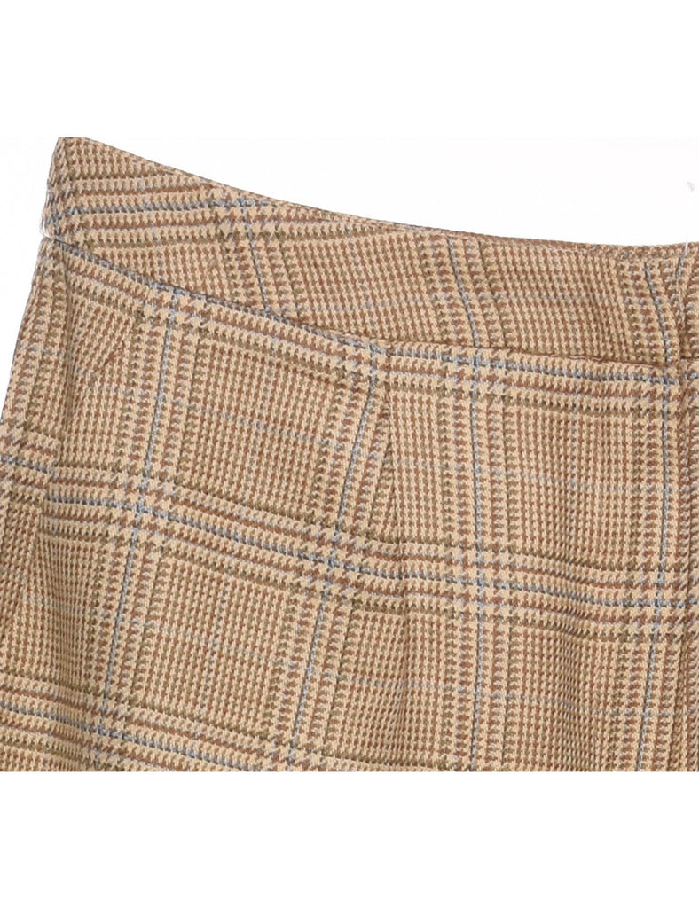 Light Blue & Light Brown Dogtooth Check Trousers - W28 L27