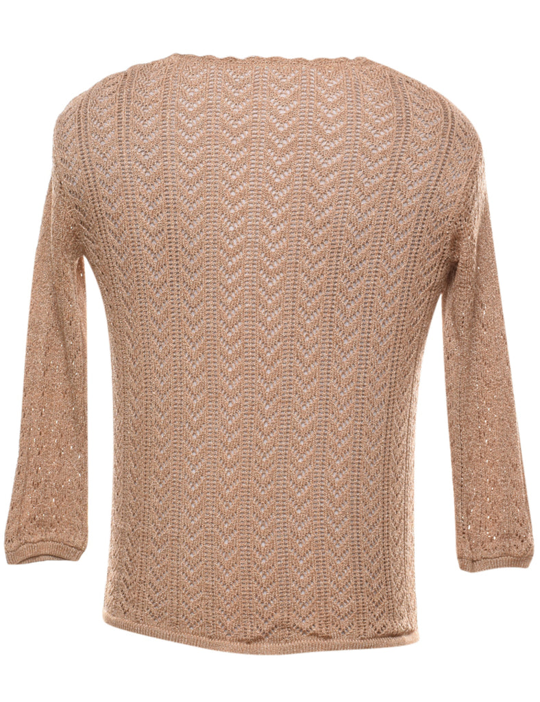 Light Brown Crochet Cardigan - S