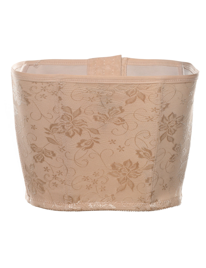 Light Brown Floral Design Metallic Corset Top - S