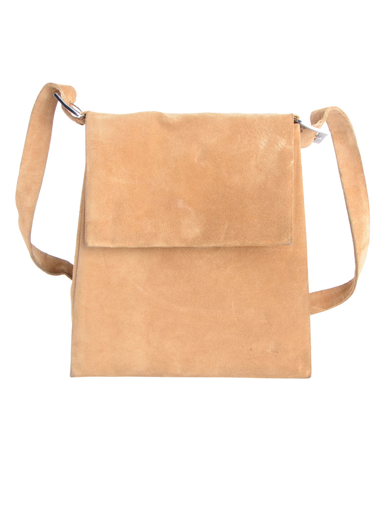 Beyond Retro Label Light Brown Suede Shoulder Bag