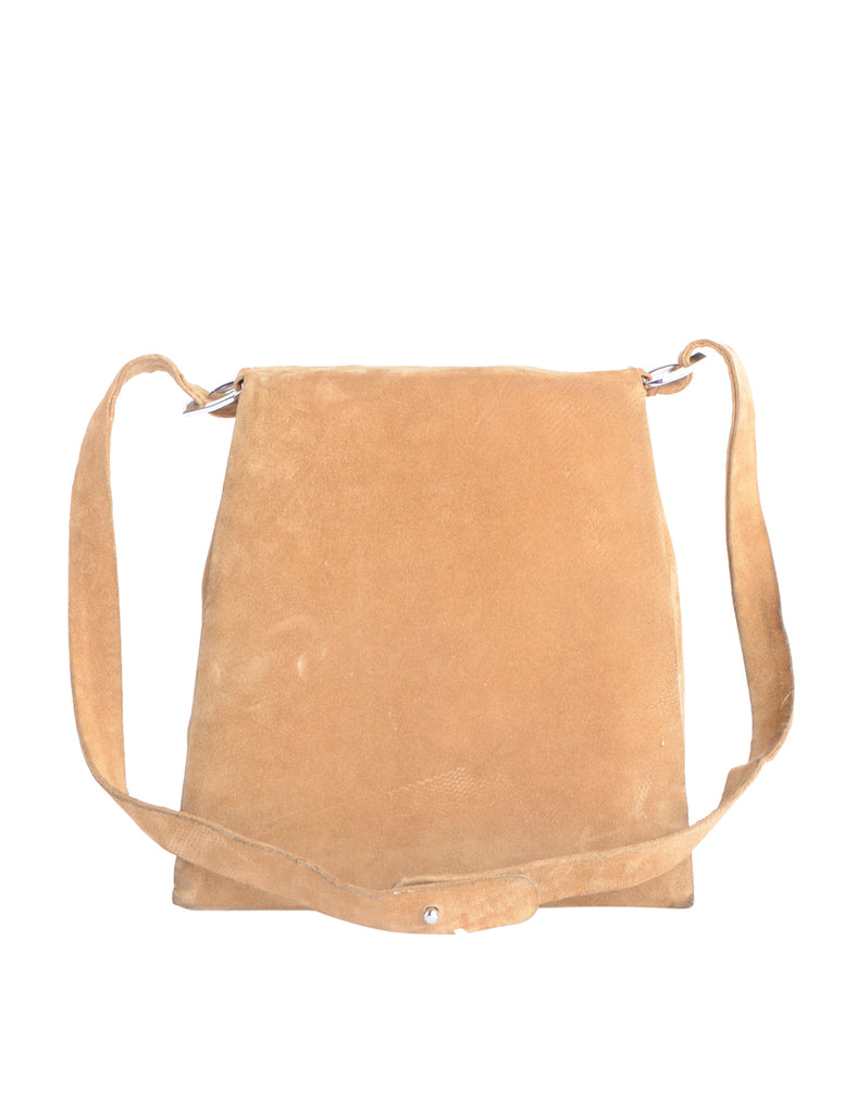 Beyond Retro Label Light Brown Suede Shoulder Bag