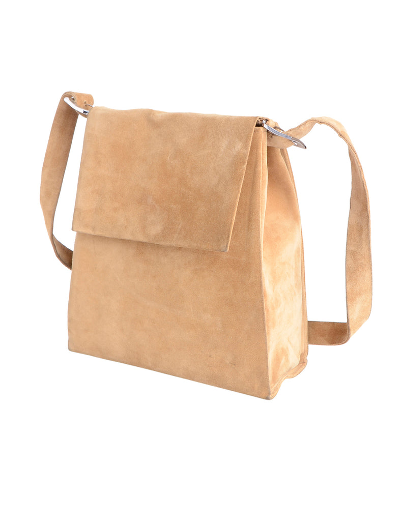 Beyond Retro Label Light Brown Suede Shoulder Bag