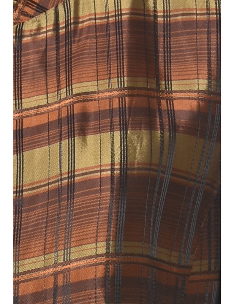 MSK Checked Brown & Green Metallic Evening Jacket - L