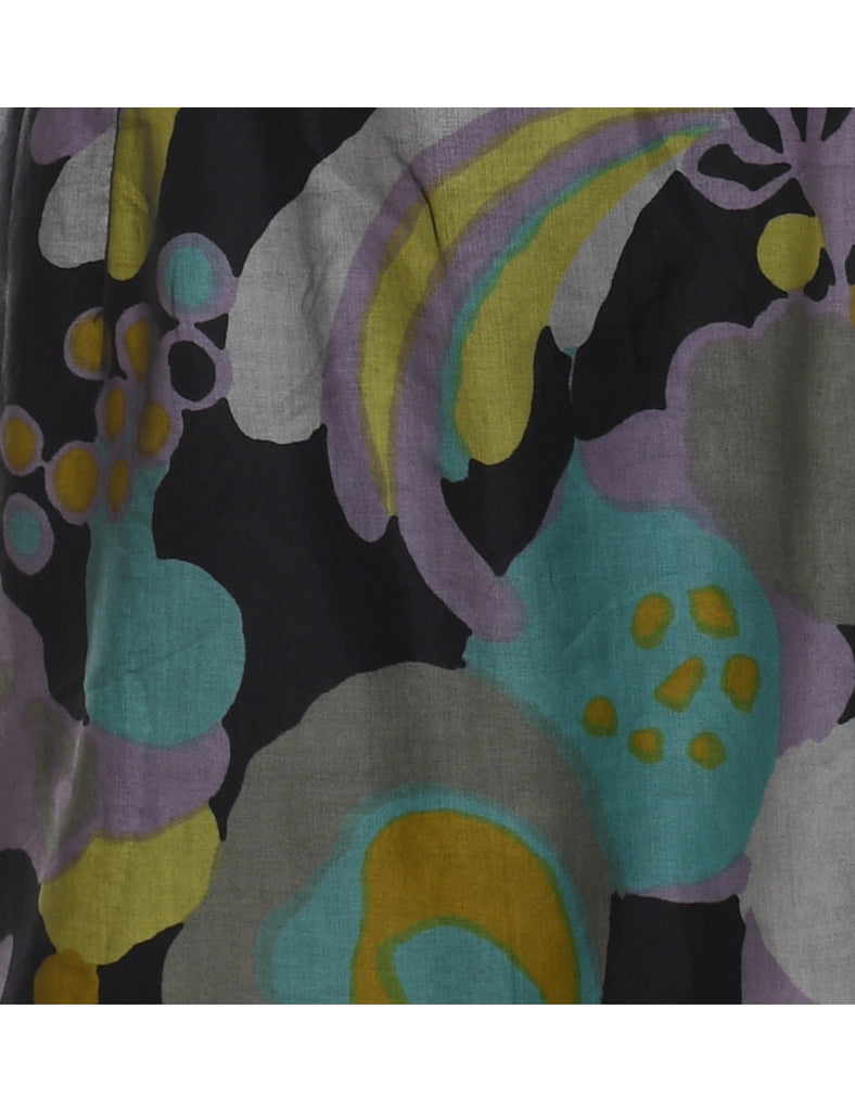 Multi-colour Abstract Print 1960s Dress - S