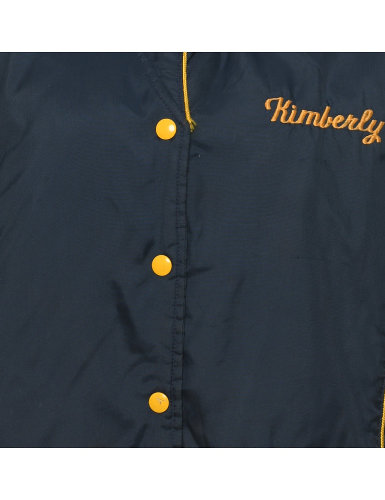 Navy & Yellow Vintage Nylon Embroidered Jacket - L
