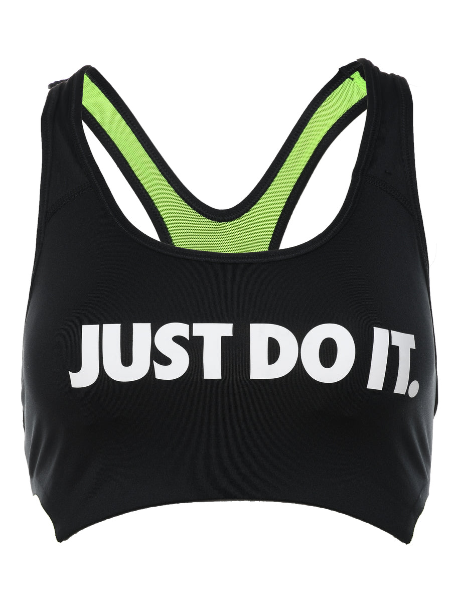 Women's Nike Nike Black Lime Green Sports Bra Black, S Beyond