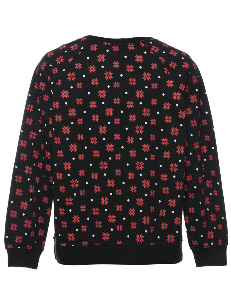Nordic Knit Black, Green & Red Christmas Sweatshirt - M