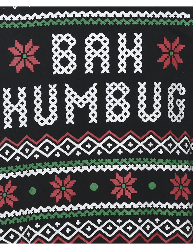 Nordic Knit Black, Green & Red Christmas Sweatshirt - M