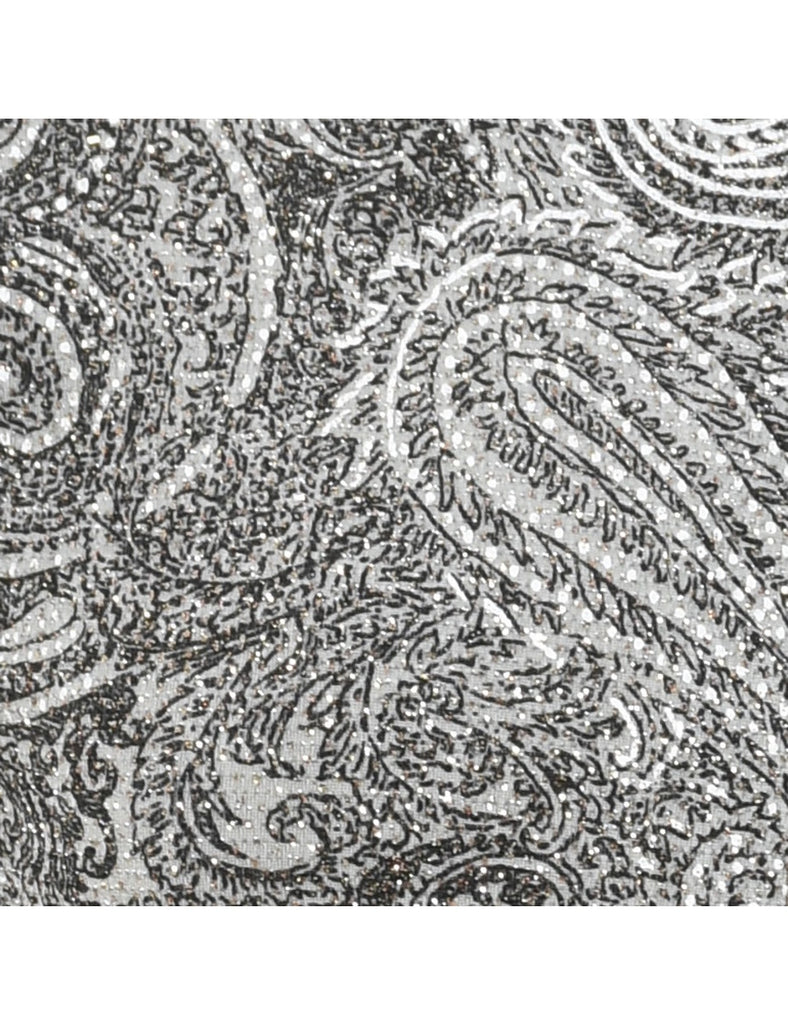 Paisley Pattern Black & Silver Sparkly Evening Jacket - M