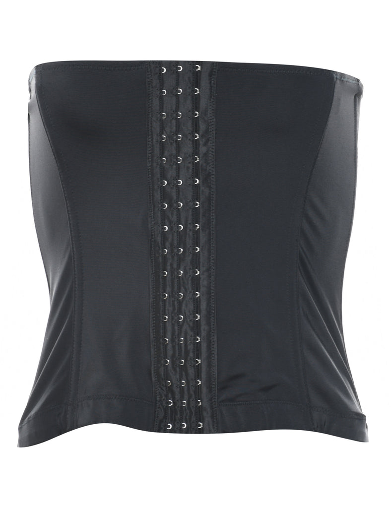 Plain Black Boned Corset - S