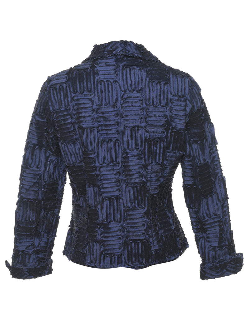 Purple Metallic Textured Zip-Front Evening Jacket - S