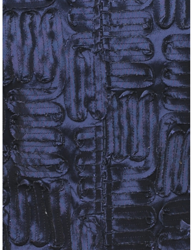 Purple Metallic Textured Zip-Front Evening Jacket - S