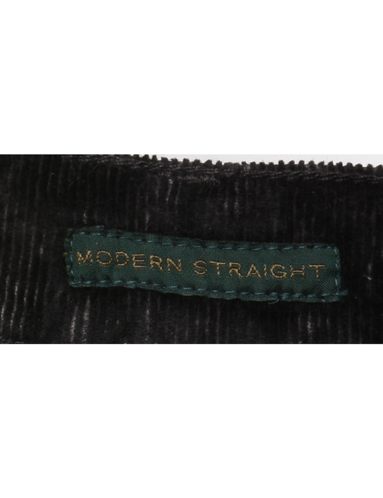 Ralph Lauren Corduroy Black & Grey Leopard Print 1990s Trousers - W32 L32