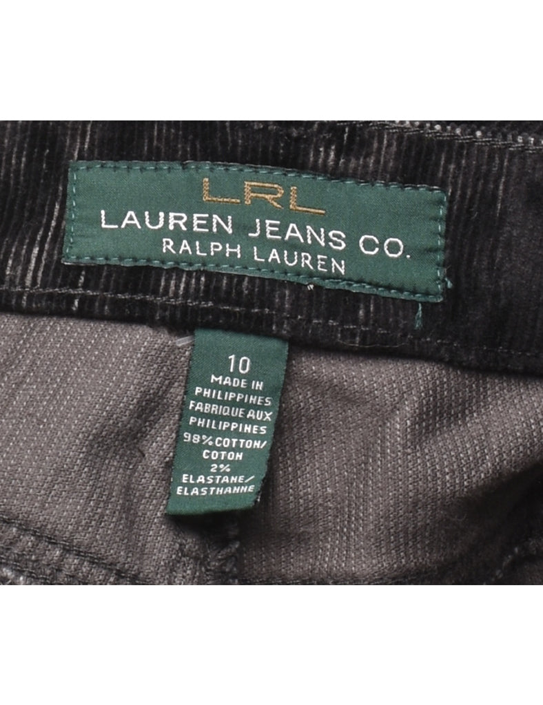 Ralph Lauren Corduroy Black & Grey Leopard Print 1990s Trousers - W32 L32