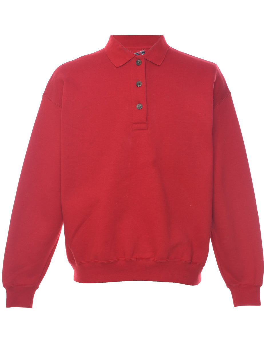 Red Plain Sweatshirt L
