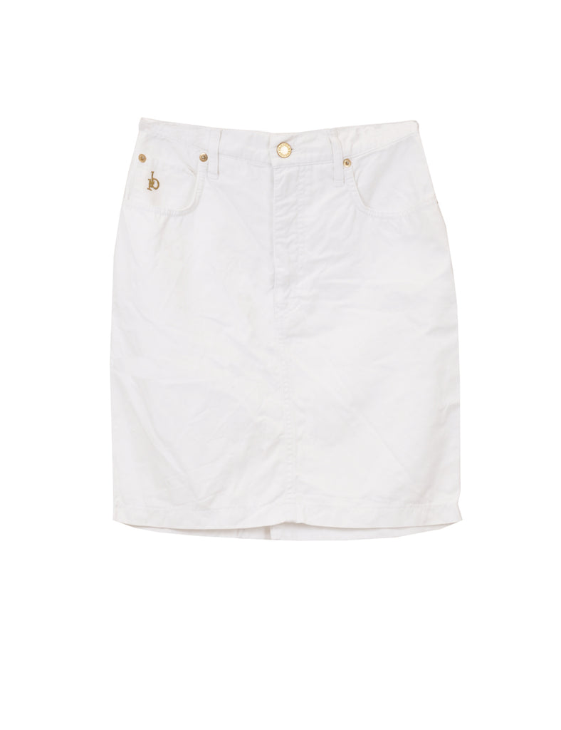 Beyond Retro Label RoccoBarocco White Denim Skirt