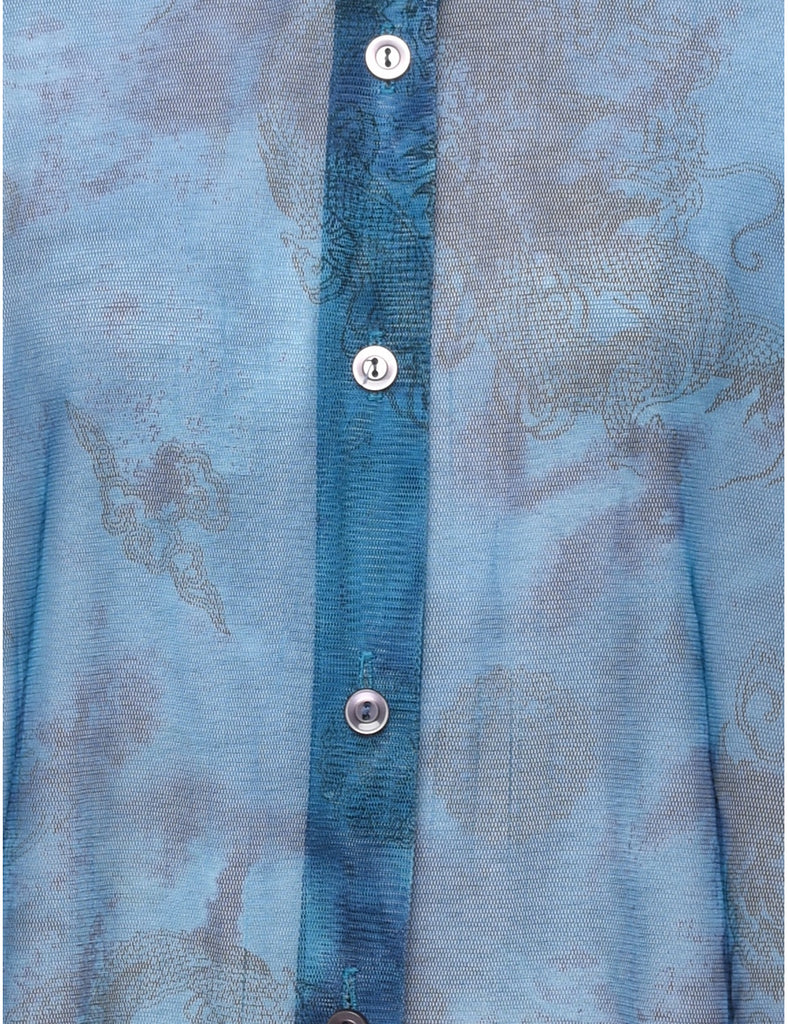 Sheer Effect Floral Shirt - XL