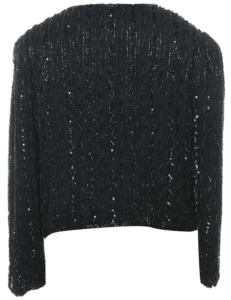 Silk Beaded Evening Jacket - L
