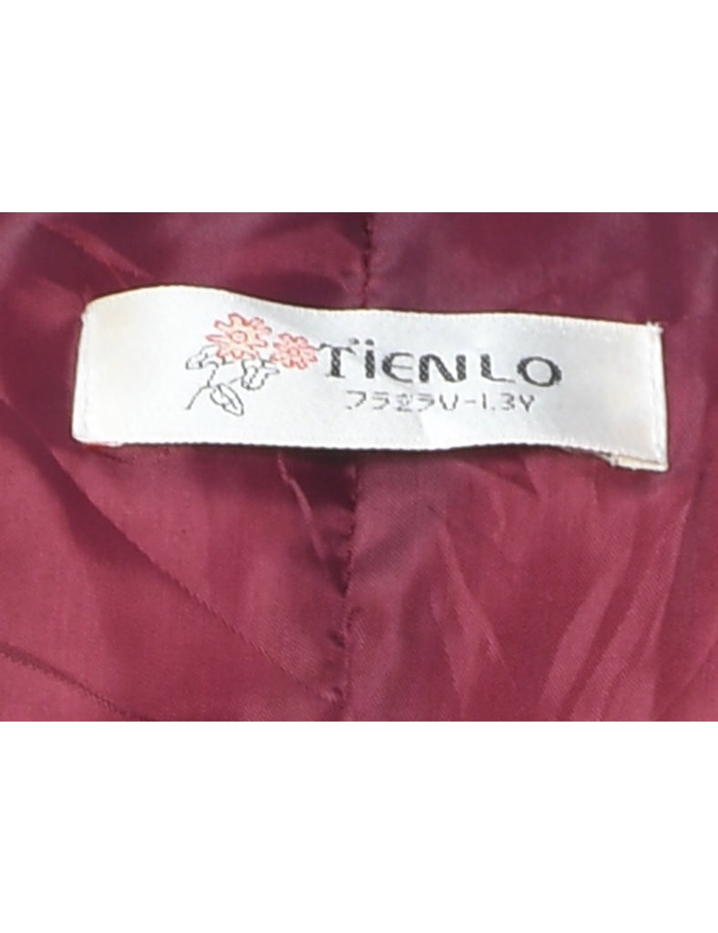 Single Breasted Long Maroon Metallic Evening Jacket - S
